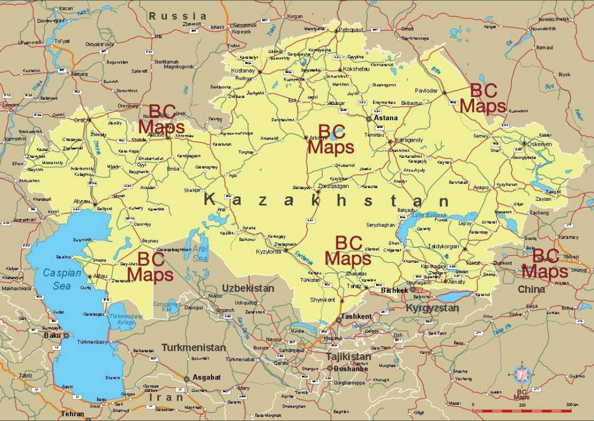Kasahstani linnades kaart