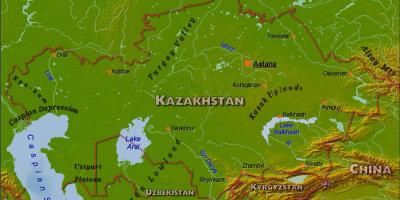 Kaart Kasahstani füüsilise