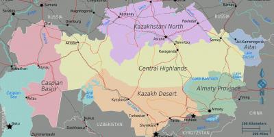 Kaart Kasahstani piirkonnad